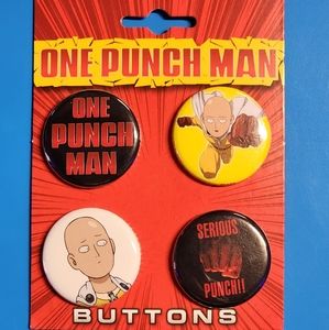 One Punch Man 4 Button Set, Made by Ata-Boy,  Anime